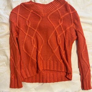 Harper Burnt Orange Cable Crewneck Sweater